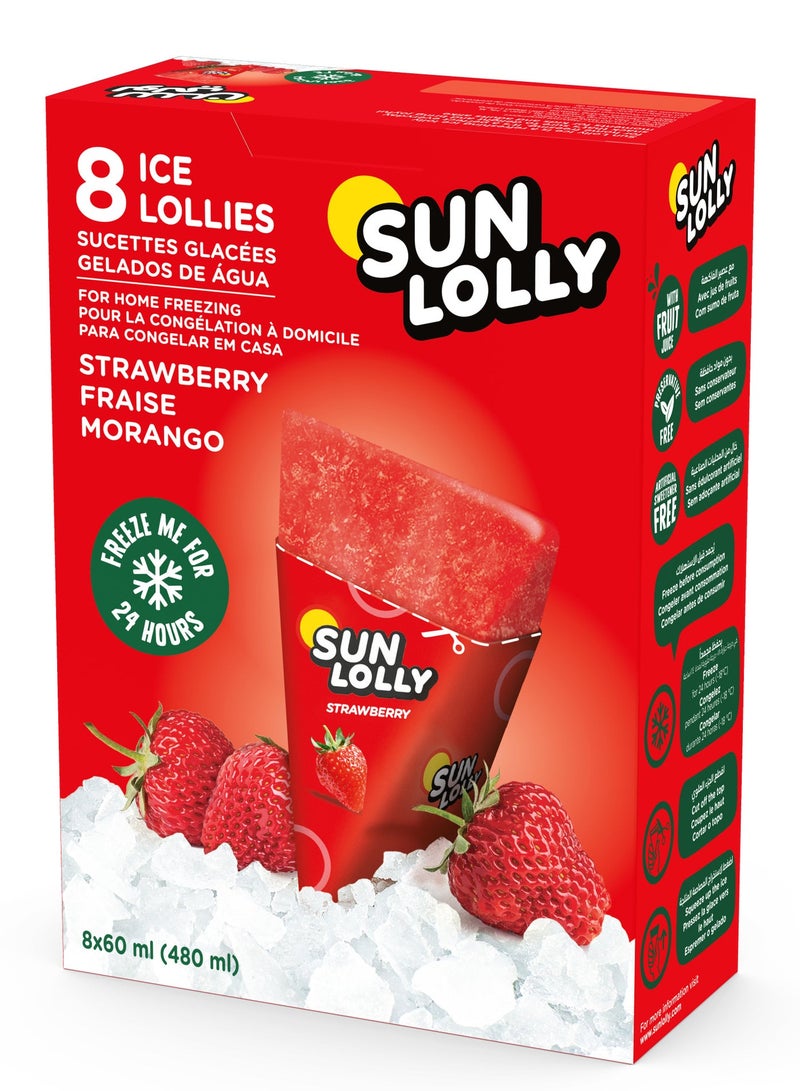 Sunlolly Strawberry Lolly for Home Freezing 60ml x 8 - Image 1