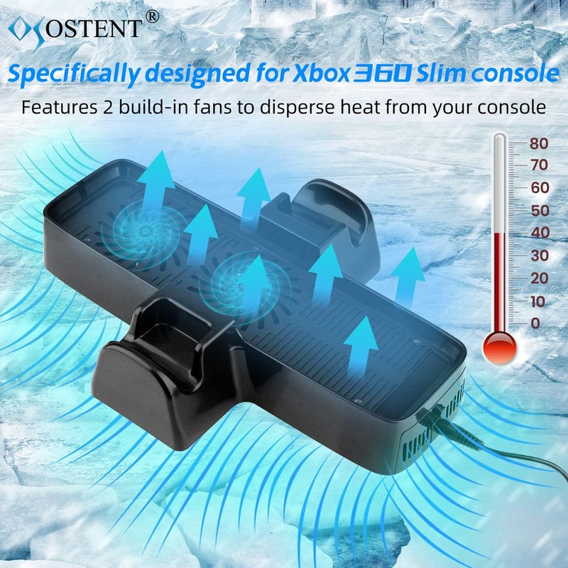 OSTENT 3 in 1 USB Cooling Fan + Console Controller Stand for Microsoft Xbox 360 Slim - Image 3