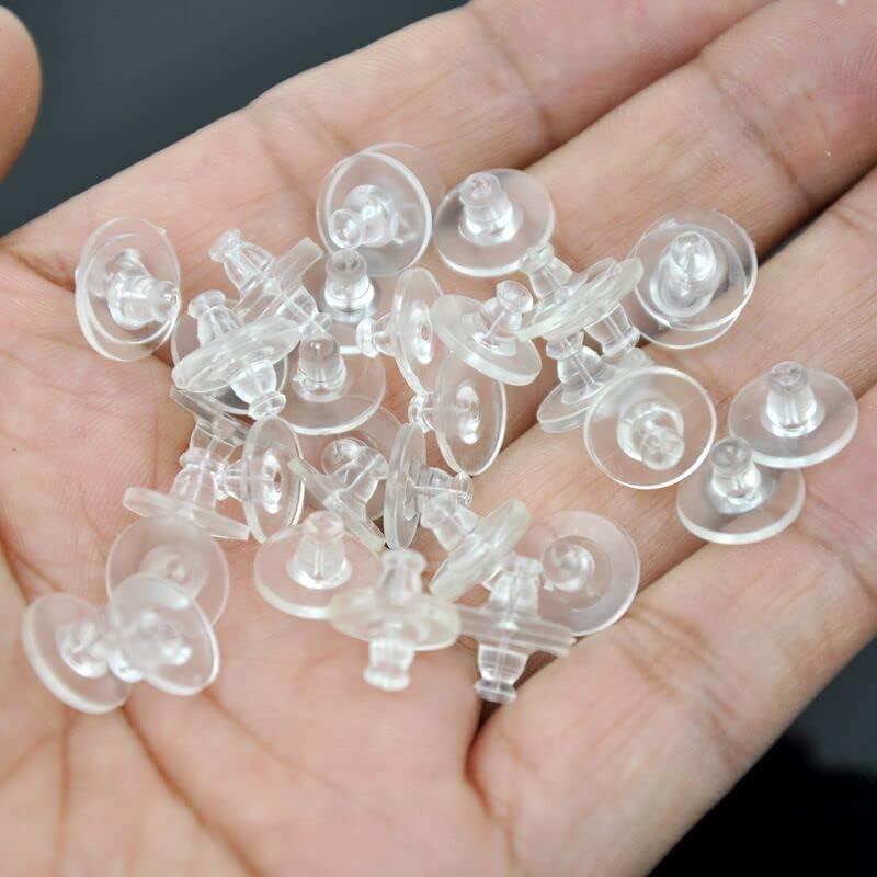 NEoogod Rubber Earring Backs,100PCS Soft Clear Earring Backs Replacements for Droopy Ears/Studs/Heavy Earring,Hypoallergenic - Image 4
