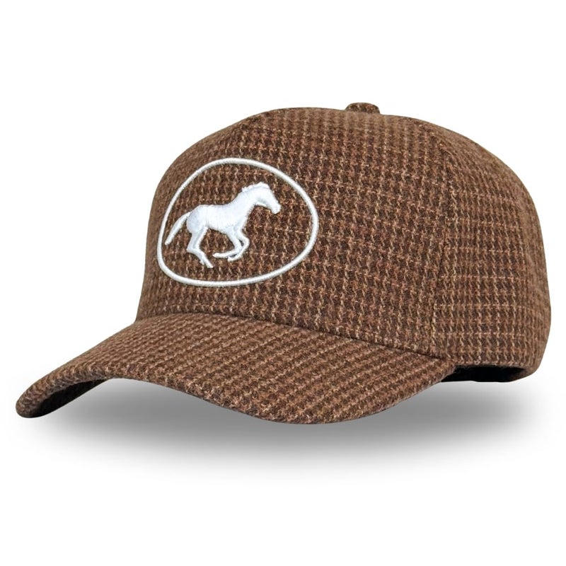 CITRUSY Vintage Western Trucker Hat | Men & Women | Embroidered Trendy Caps | Country Cute Hats for Cowgirls & Cowboys | Camo Denim Cotton Styles | Snapback Hat (Stampede | Houndstooth) - Image 1