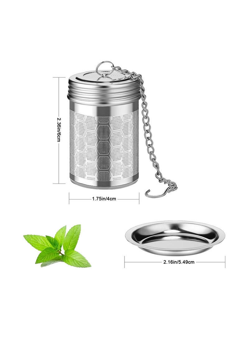 SOLARAE Stainless Steel Tea Infuser Strainers,304 Steel Tea Diffuser Loose Leaf Tea Strainer with Chain Hook Tea Filter Fine Mesh Tea Basket Infuser Tea Strainer with Drip Tray and Hook for Teapot, Mug, Cup - Image 4