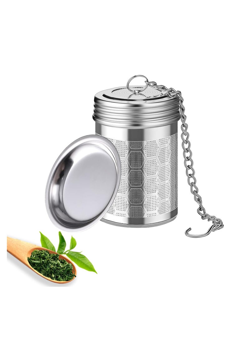 SOLARAE Stainless Steel Tea Infuser Strainers,304 Steel Tea Diffuser Loose Leaf Tea Strainer with Chain Hook Tea Filter Fine Mesh Tea Basket Infuser Tea Strainer with Drip Tray and Hook for Teapot, Mug, Cup - Image 1