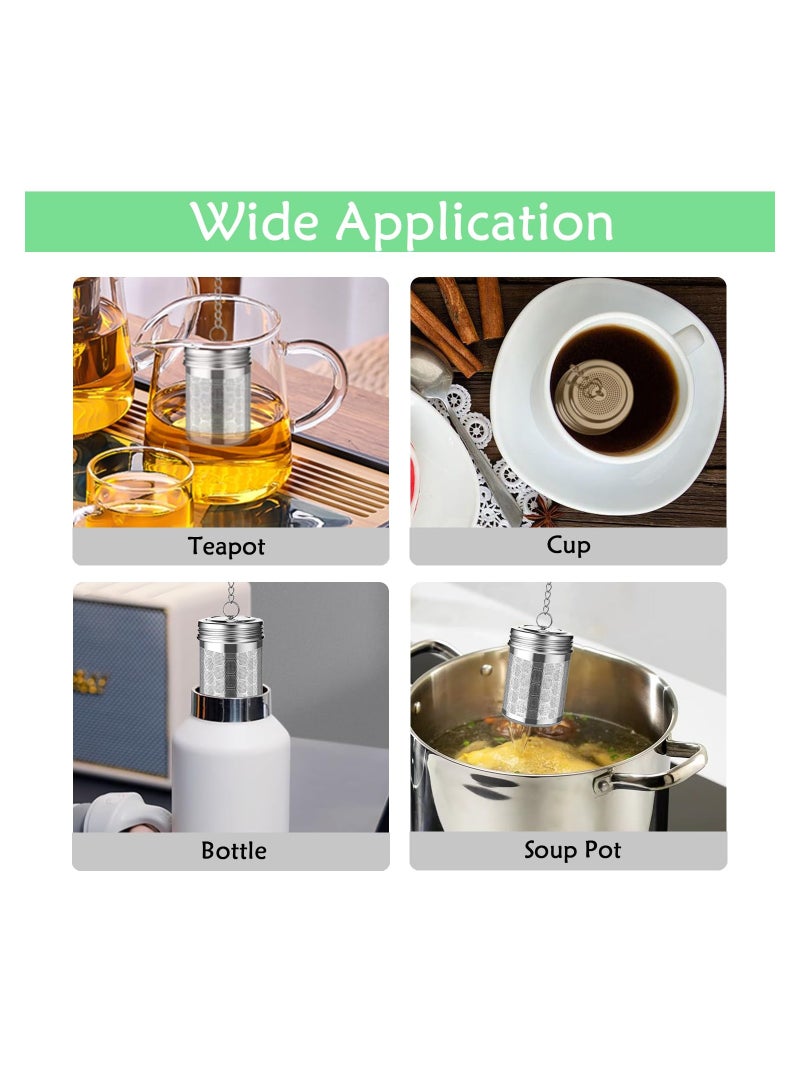 SOLARAE Stainless Steel Tea Infuser Strainers,304 Steel Tea Diffuser Loose Leaf Tea Strainer with Chain Hook Tea Filter Fine Mesh Tea Basket Infuser Tea Strainer with Drip Tray and Hook for Teapot, Mug, Cup - Image 3