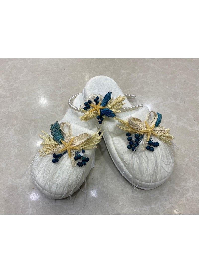 Funda Tasarım Funda Design Maternity Slippers Crown Set Petrol Blue Dried Flower Crown  - Image 3