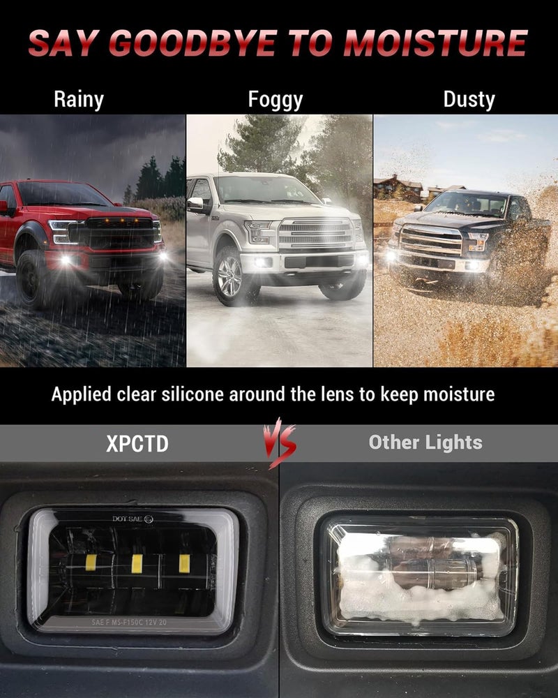 XPCTD مصابيح ضباب LED ترقية XPCTD مع مصابيح DRL بديلة لمصد الضباب متوافقة مع فورد F150 2015 2016 2017 2018 2019 2020 زوج واحد أسود (أسود مع هالة) - Image 5