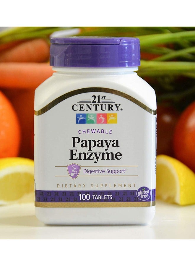 القرن الحادي والعشرون مكمل غذائي من إنزيم البابايا قابل للمضغ - 100 قرص - Image 3