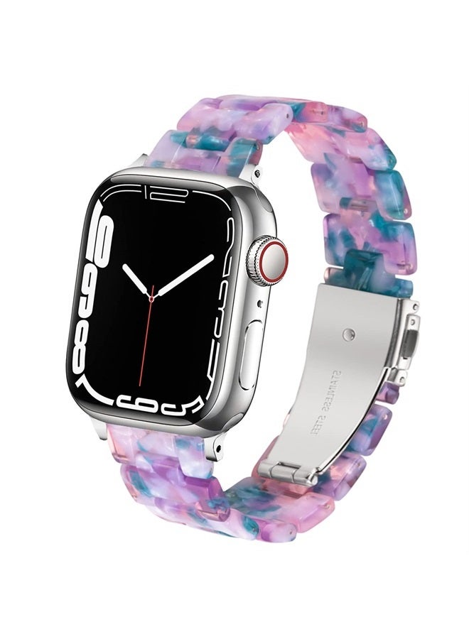 DEALELE Bands Compatible with iWatch 38mm 40mm 41mm, Colorful Resin Replacement Strap for Apple Watch Series 8/7 / 6/5 / 4/3 / SE Women Men, Fluorescent Violet - Image 1