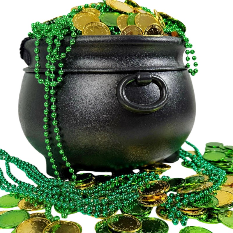 GIFTEXPRESS 12" Black Cauldron - Large Plastic St. Patrick's Day Pot of Gold Coin Party Bucket Decor - Halloween Witch Kettle For Candy, Treats & Punch Bowl - Image 4