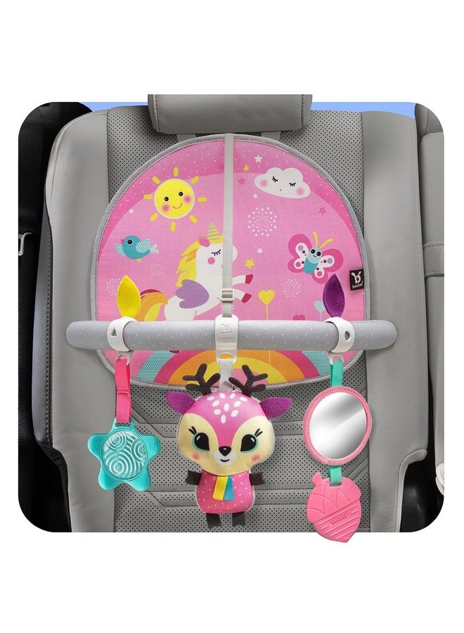 BenBat Car Seat Toys For Babies Double Sided Rear Facing Carseat Toy With Baby Mirror For Infants Girls And Boys 0 18 Months Pink - Image 2