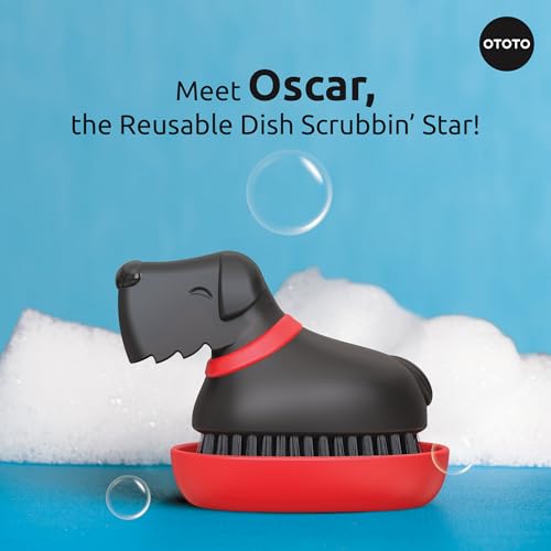 OTOTO (New) OTOTO Oscar Dog Dish Brush - Dog Gifts, Daschund, Wiener Dog, Dish Scrub Brush, Dish Scrubber, Kitchen Vegetable Scrub Brush Palm Brush, White Elephant Gifts, Cute Kitchen Gadgets - Image 2