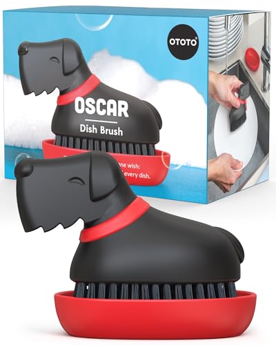 OTOTO (New) OTOTO Oscar Dog Dish Brush - Dog Gifts, Daschund, Wiener Dog, Dish Scrub Brush, Dish Scrubber, Kitchen Vegetable Scrub Brush Palm Brush, White Elephant Gifts, Cute Kitchen Gadgets - Image 1