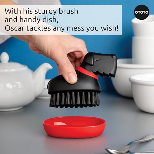 OTOTO (New) OTOTO Oscar Dog Dish Brush - Dog Gifts, Daschund, Wiener Dog, Dish Scrub Brush, Dish Scrubber, Kitchen Vegetable Scrub Brush Palm Brush, White Elephant Gifts, Cute Kitchen Gadgets - Image 3