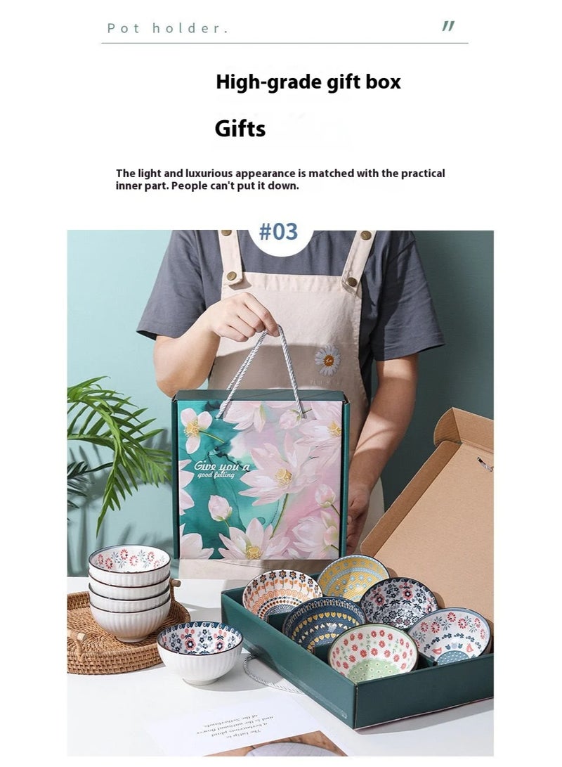 Aijmil مجموعة أدوات مائدة سيراميك على الطراز الياباني وعاء لوتس صندوق هدايا أوعية وأطباق منزلية - Image 5