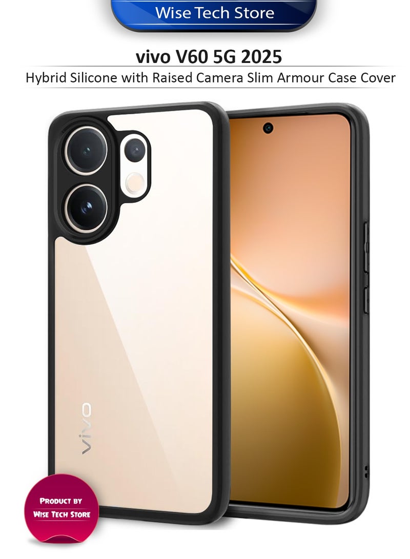 Wtech vivo V60 5G 2025 Hybrid TPU Silicone with Raised Camera Slim Armour Case Cover (MCAPSA) - Clear/Black - Image 1