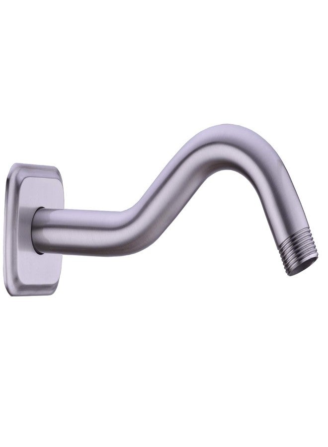 TRUSTMI Angled Shower Arm with Flange, 8-Inches Curved Stainless Steel Extension for Shower Head, 1/2-Inch NPT, Brushed Nickel - Image 1