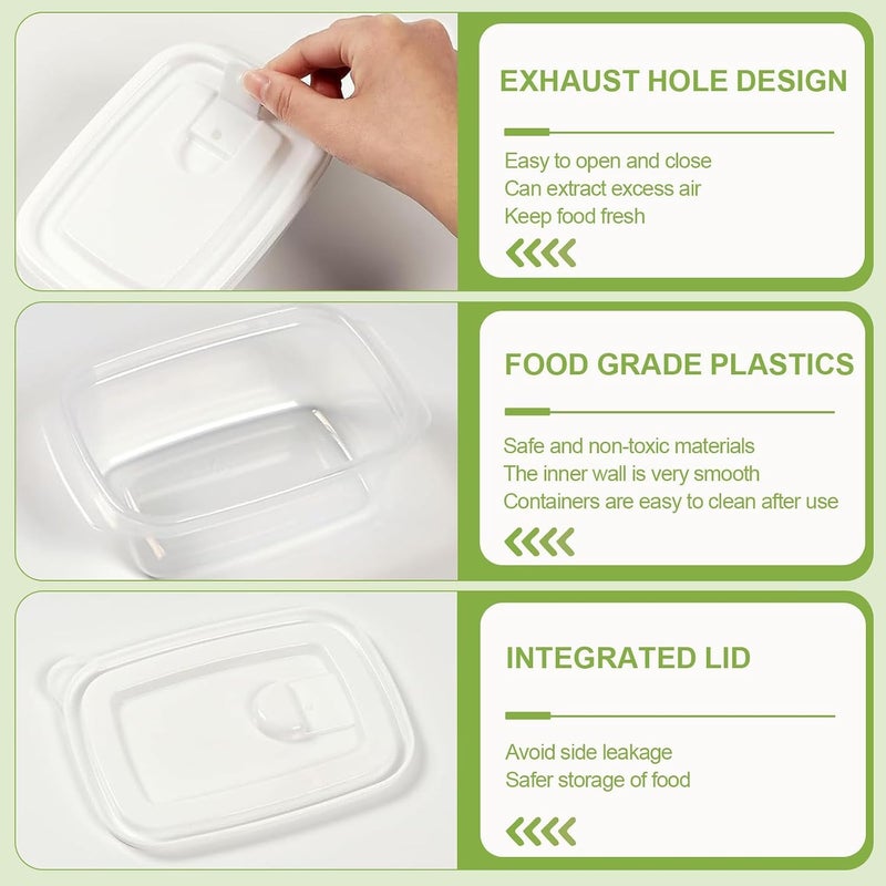 Azonee Food-Grade Freezer Storage Boxes With Lids (8 Sets), 400ml BPA-Free Plastic Microwave Safe Food Containers, Ideal For Freezing Storing Portioning Meals - Image 4