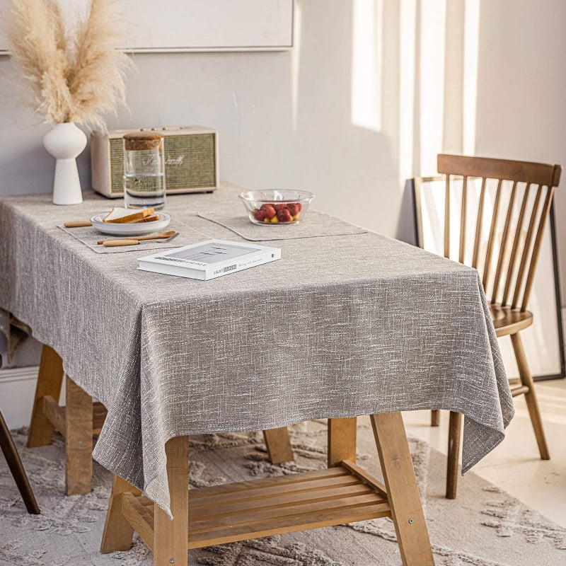 JSFLY Waterproof Cotton Linen Tablecloths Rectangle Dining Table Cloth Wipe Clean Indoor  Outdoor Table Cover for Buffet Party and Banquets Wrinkle Resistant54x70 Gray Coffee