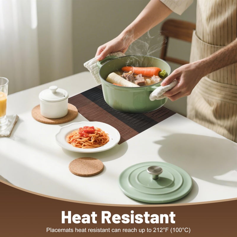 flohar Placemats Set of 6ï¼ŒNon-Slip PVC Weave Table Mats Easy to Cleanï¼ŒHeat Resistant Place Mats for Kitchen Dining Table Decoration Indoor Outdoorï¼ŒBlack Brown - Image 4
