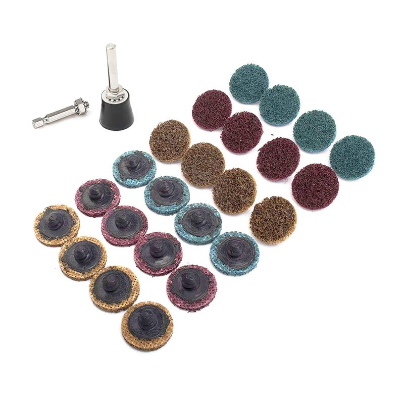 SI FANG 25Pcs 1 inch Quick Change Sanding Discs Set, Fine Medium Coarse Grit Roll Lock Disc Surface Conditioning Discs Tool R Type with 1/4'' Disc Pad Holder for Die Grinder - Image 1