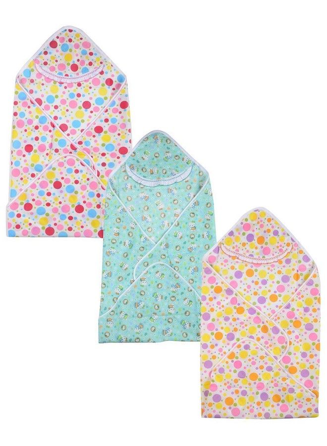 FARETO Combo Of 3 Baby Summer Cotton Cloth Blanket With Wrapper(Multi)(28*31Inchs) - Image 1