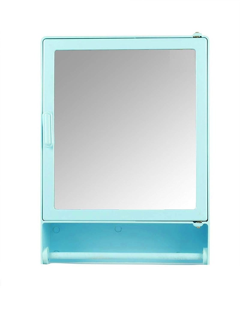 Maskey Size 14 x 10 x 4 Inches Small Designer Multiuse Virgin Plastic Small StorageMedicineBathroom Mirror Cabinet with Towel Rod for Home and Corporate Use Anglo Blue - Image 5