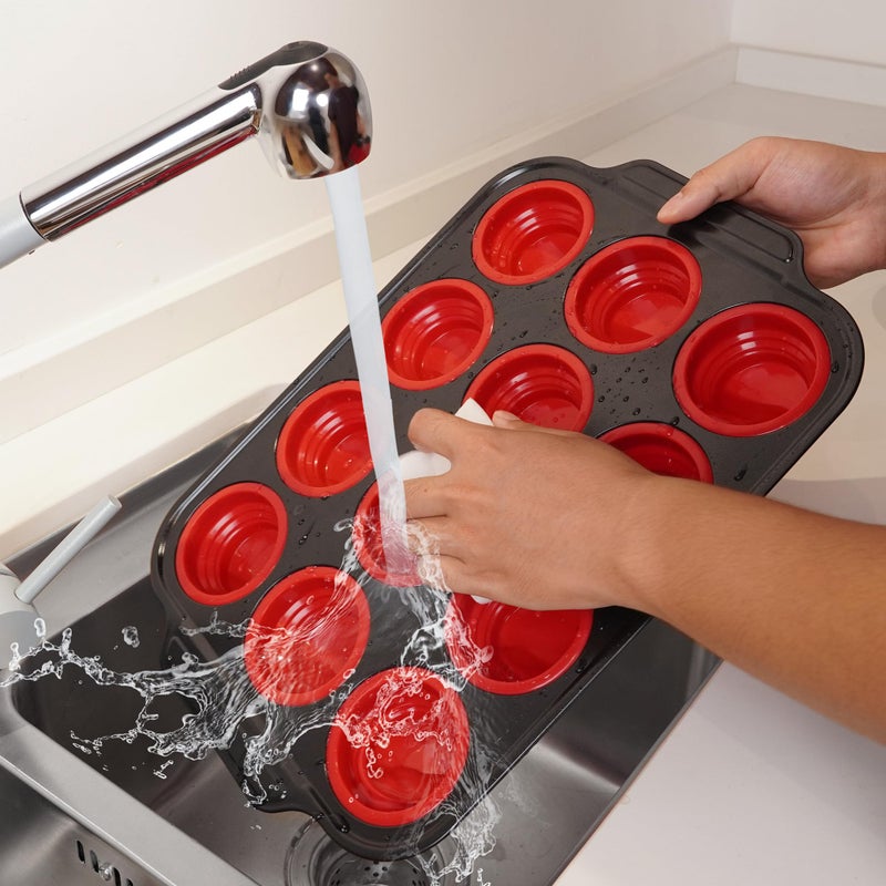 Lyveit Silicone Muffin Pans for Baking with Metal Reinforced Frame, Nonstick Cupcake pans 12 regular size, Muffin Tin Easy to Pop, Silicone Egg Bite Molds for Oven Dishwasher Safe - Image 4