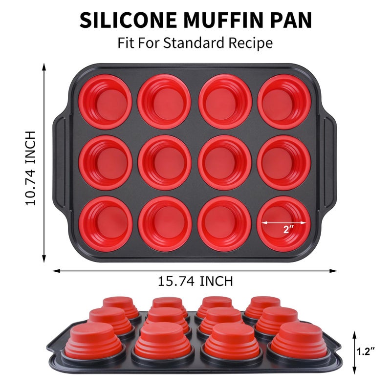 Lyveit Silicone Muffin Pans for Baking with Metal Reinforced Frame, Nonstick Cupcake pans 12 regular size, Muffin Tin Easy to Pop, Silicone Egg Bite Molds for Oven Dishwasher Safe - Image 5