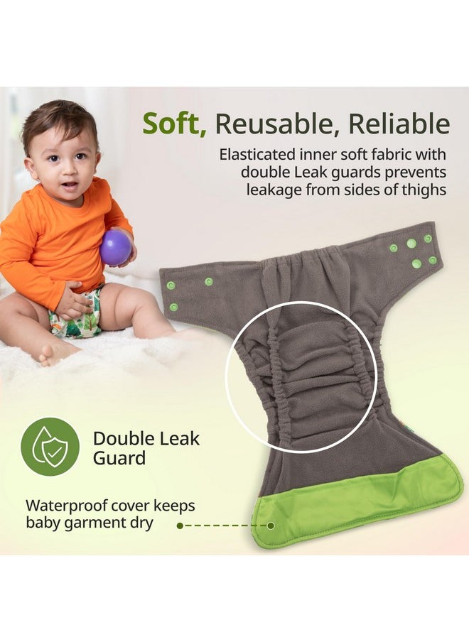 LuvLap Reusable Baby Cloth Diaper, Double Leak Guard, High Absorption, Quick Dry, Stain-Proof Comfort & Protection, 3m+, Adjustable Waist & Height with snap Buttons, Absorbent Insert, White & Green - pzsku/Z33AA2684FD3DFB352239Z/45/_/1738305290/e9601a61-6bce-4a9d-9c6e-f3f75bb9d6cd