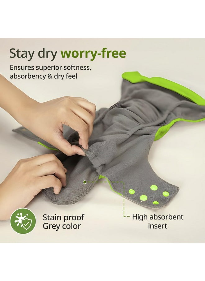 LuvLap Reusable Baby Cloth Diaper, Double Leak Guard, High Absorption, Quick Dry, Stain-Proof Comfort & Protection, 3m+, Adjustable Waist & Height with snap Buttons, Absorbent Insert, White & Green - pzsku/Z33AA2684FD3DFB352239Z/45/_/1738305426/0d91c3a2-d1a8-4f8a-bce1-3c508c712fc8