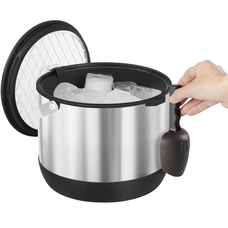 Five Home FiveHome 5QT/4.8L Insulated Ice Bucket for Parties, Large Capacity Double-Wall Beverage Bucket with Scoop & Lid for Champagne, Wine, Cocktail (Black) - Image 4