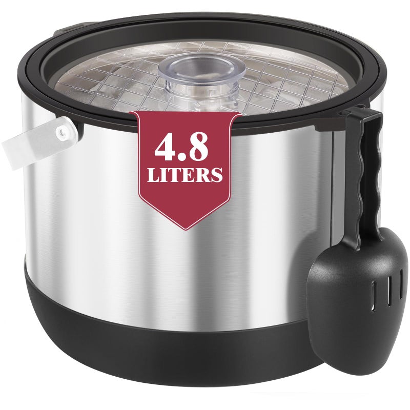 Five Home FiveHome 5QT/4.8L Insulated Ice Bucket for Parties, Large Capacity Double-Wall Beverage Bucket with Scoop & Lid for Champagne, Wine, Cocktail (Black) - Image 1