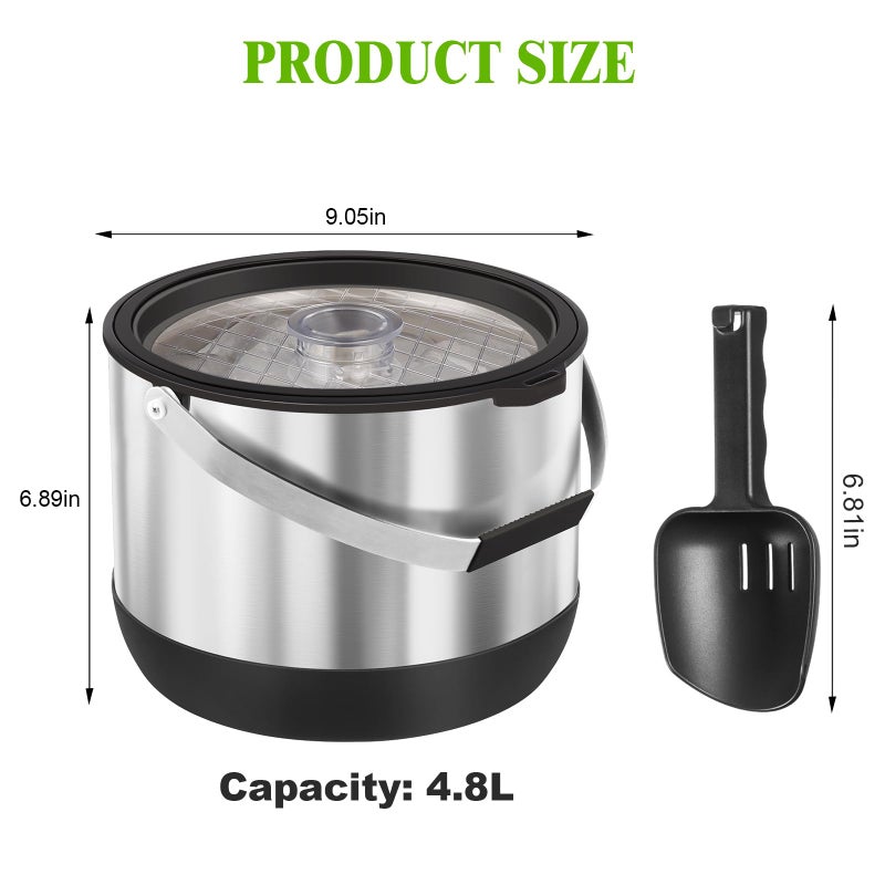 Five Home FiveHome 5QT/4.8L Insulated Ice Bucket for Parties, Large Capacity Double-Wall Beverage Bucket with Scoop & Lid for Champagne, Wine, Cocktail (Black) - Image 5