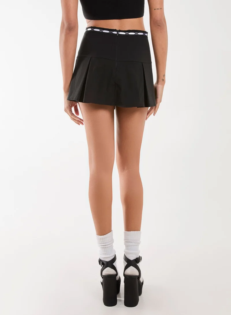 بينك فانيلا Bengaline Bow Detail Pleated Mini Skirt