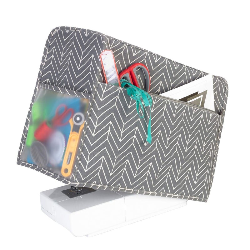 Yarwo Sewing Machine Cover Protective Dust Cover with Pockets for Most Standard Sewing Machines and Accessories Chevron