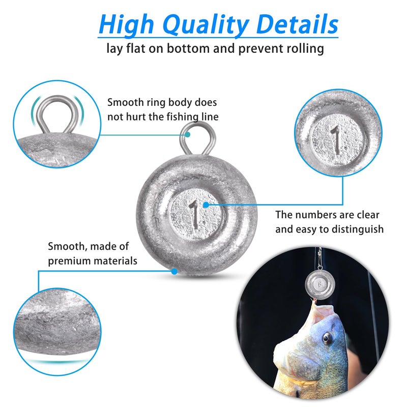 JOGFFDE Fishing Weight Sinkers Kit, 81pcs Assorted Drop Bass Sinkers Split Shot Sinkers Coin Weights Saltwater Casting Fishing Sinkers Set with Tackle Box - Image 2