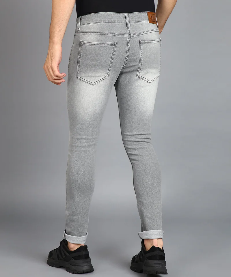 Urbano Fashion  Urbano Fashion Men's Ice Grey Regular Fit Washed Jeans Stretchable for Men | Best Price UAE