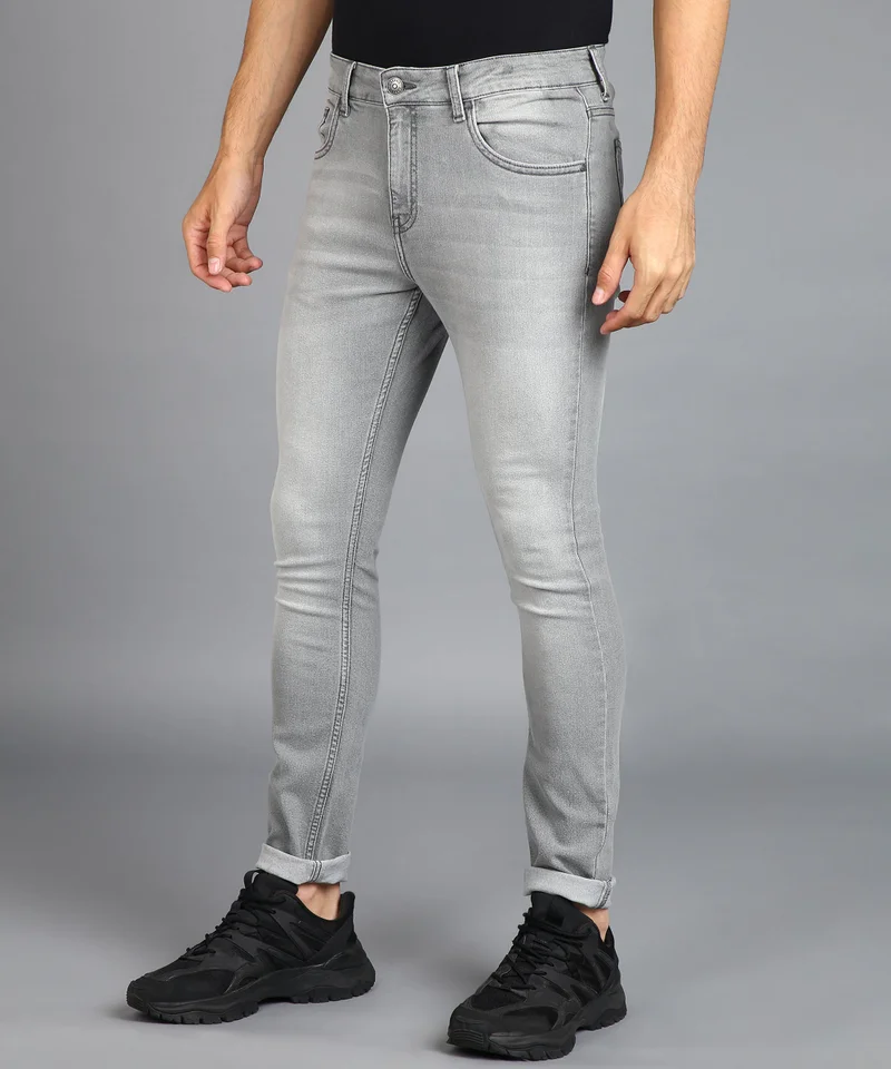 Urbano Fashion  Urbano Fashion Men's Ice Grey Regular Fit Washed Jeans Stretchable for Men | Best Price UAE