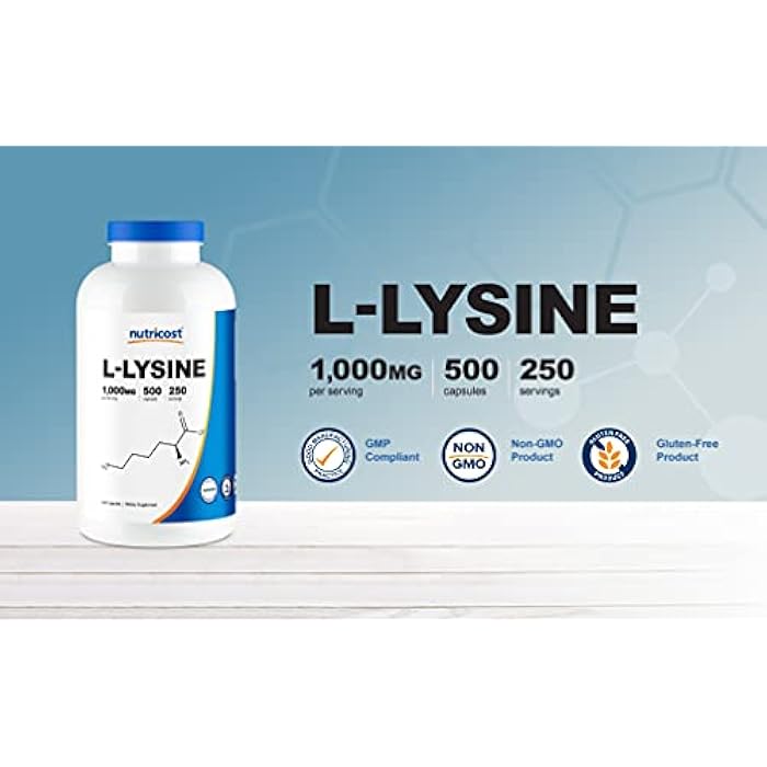 Nutricost L-Lysine 1000mg Per Serving, 250 Servings, 500 Capsules - Gluten Free, Non-GMO, 500mg Per Capsule - Image 4