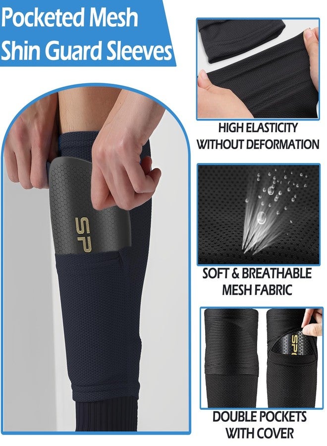 KMOLY Men's Grip Soccer Socks， Shin Guards，2 Pair Shin Sleeves, 1 Pair Sleeves with Optimized lnsert Pocket Soccer Football Equipment Set for Men Women - Image 5