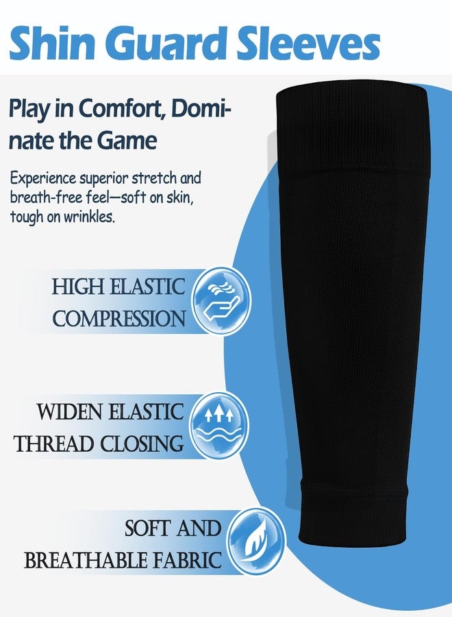 KMOLY Men's Grip Soccer Socks， Shin Guards，2 Pair Shin Sleeves, 1 Pair Sleeves with Optimized lnsert Pocket Soccer Football Equipment Set for Men Women - Image 4