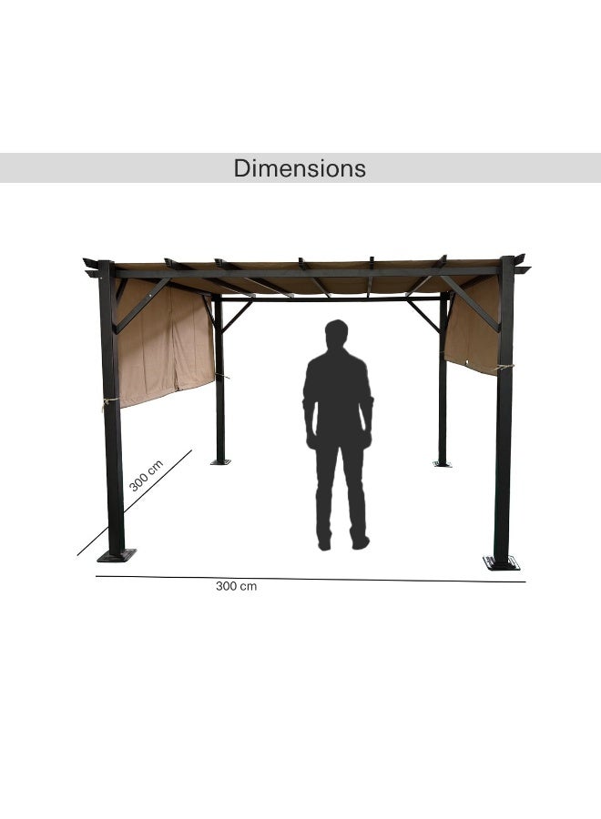 Pan Home Romana Pergola 3X3M Alu & Steel - Beige  - Image 4