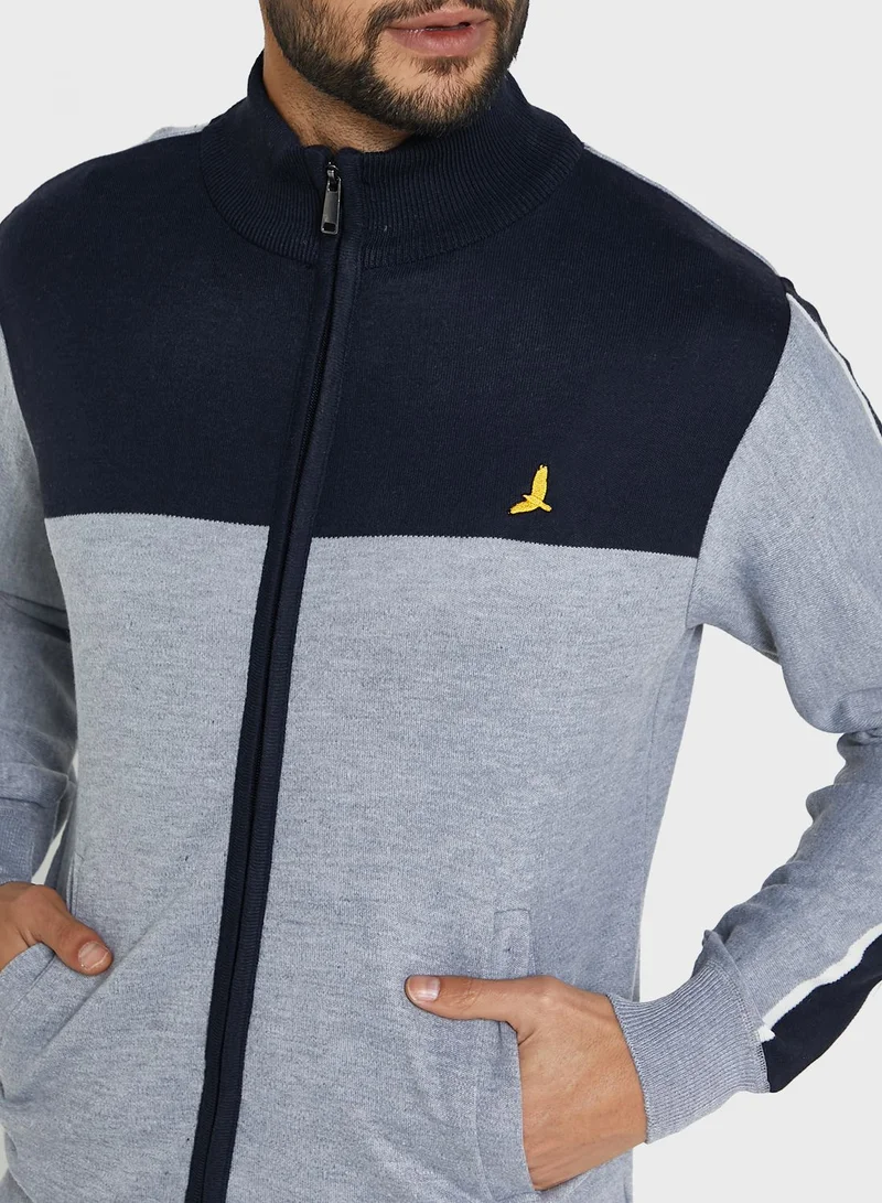 BRAVE SOUL Bravesoul Full Zip Funnel Neck Jumper With