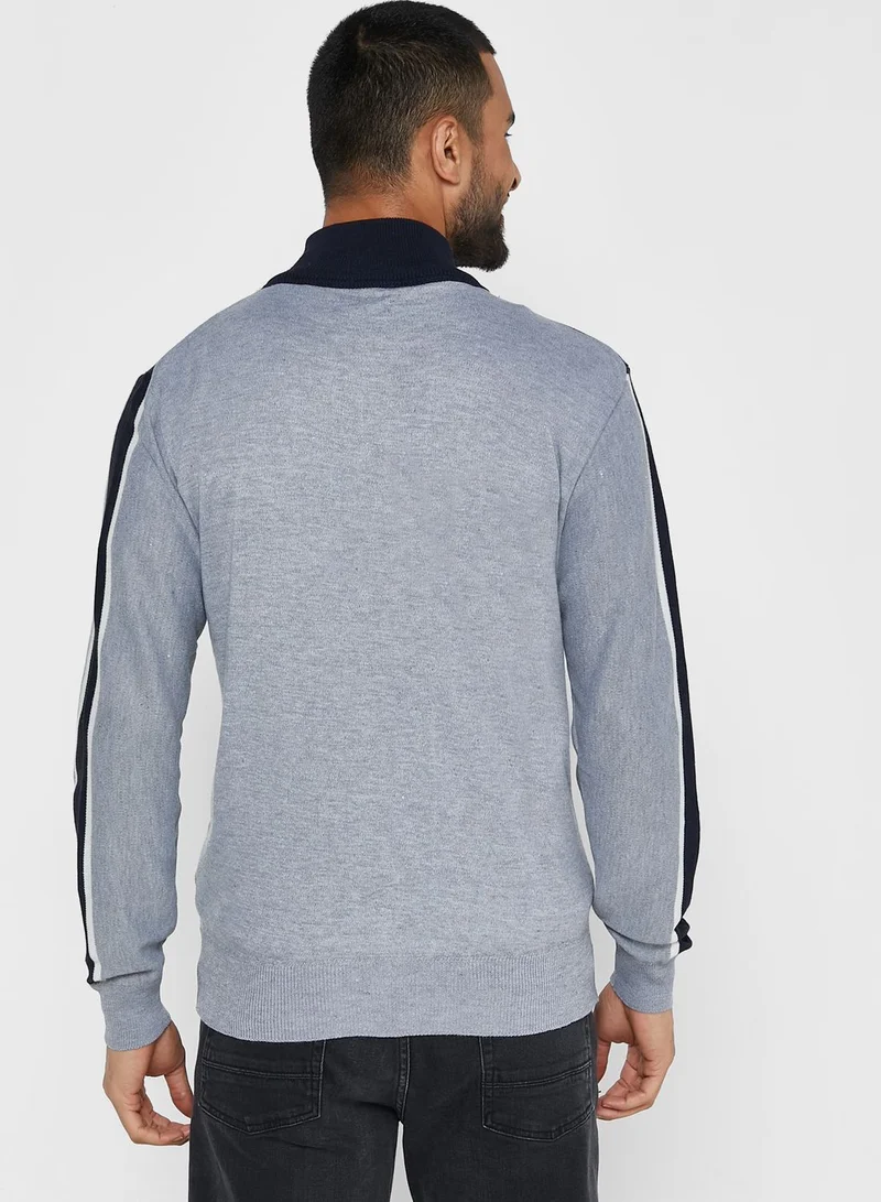 BRAVE SOUL Bravesoul Full Zip Funnel Neck Jumper With