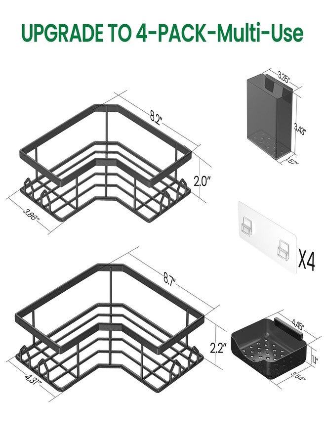 QHMCHLDZ Adhesive Shower Caddy, 4 Pack Corner Bath Organizer, Rustproof Stainless Steel Shower Shelves with Large Capacity, No Drilling Shelves for Bathroom Storage, Home, Kitchen Decor - Image 2