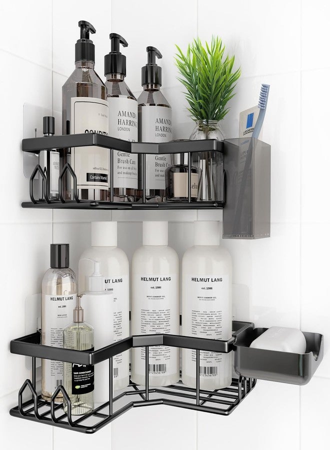 QHMCHLDZ Adhesive Shower Caddy, 4 Pack Corner Bath Organizer, Rustproof Stainless Steel Shower Shelves with Large Capacity, No Drilling Shelves for Bathroom Storage, Home, Kitchen Decor - Image 1