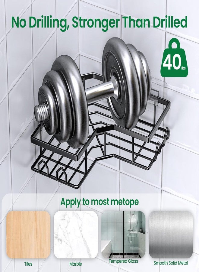 QHMCHLDZ Adhesive Shower Caddy, 4 Pack Corner Bath Organizer, Rustproof Stainless Steel Shower Shelves with Large Capacity, No Drilling Shelves for Bathroom Storage, Home, Kitchen Decor - Image 3