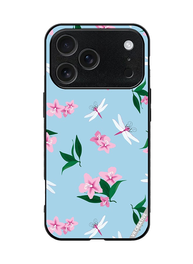 VR CREATIVE Protective Case Cover For Apple iPhone 17 Pro Dragonfly And Flowers Design Multicolour