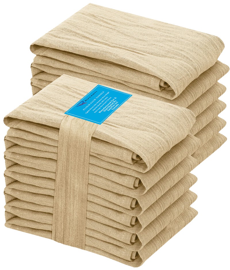 Ruvanti RUVANTI Flour Sack Towels 12 Pack 28 x 28 Inches Ring Spun 100 Cotton Dish Towel Machine Washable Absorbent  Flour Sack Kitchen Towels for Drying and Cleaning  Camel 