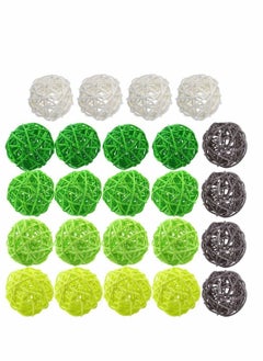 Y&D Rattan Balls, Wicker Balls Decorative Spheres Bowl Fillers Home Decor for Garden, Wedding, Party Crafts, Vase Fillers, Rabbits, Parrot, Bird Toys, Multi Colors, 24 Pcs  - Image 1
