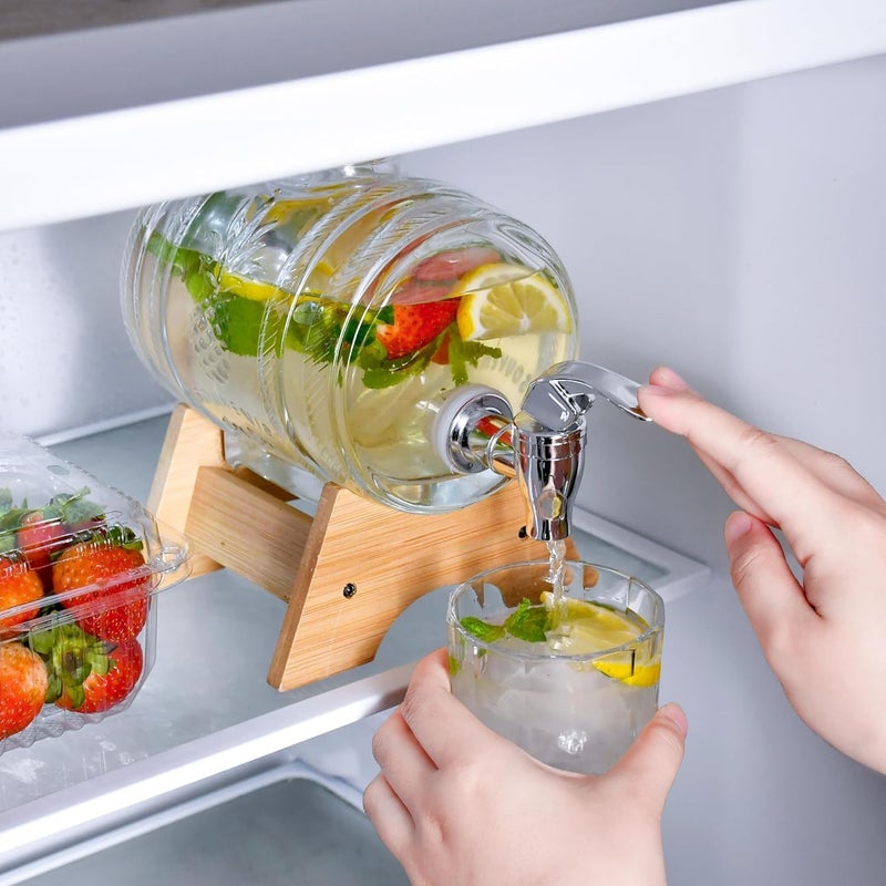 MYNA LIFE MYNA LIFE 3 Liter Glass Water Dispenser with Tap Stand LeakProof Beverage Dispenser Glass Jars Wooden Caps Drink Dispenser BPAFree Glass Bottles for Office Camping Juice Drinks Container Set of 1 - Image 4